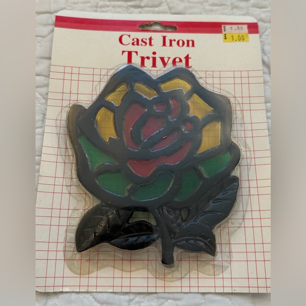 Vintage Cast Iron Rose Trivet